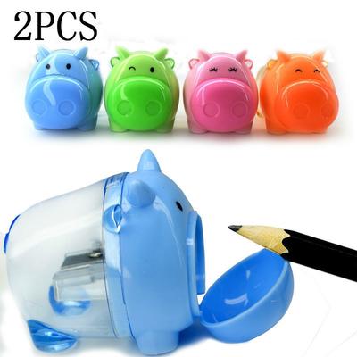 2PCS Pencils Cute Cartoon Kids Pencil Sharpener School Supplies for Students Painting Stationery