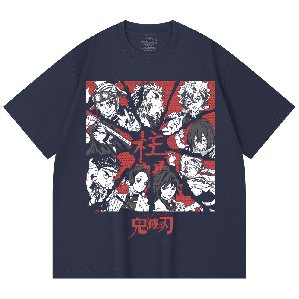 230 Gsm 100% Cotton Demon Slayer V81 Hashiras Print Unisex Heavy Cotton T Shirt