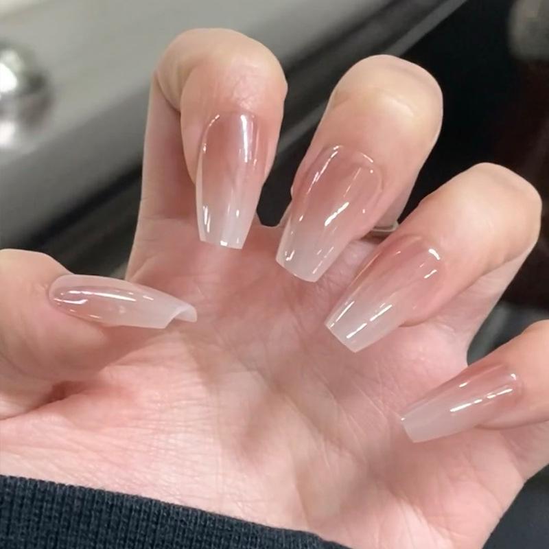 High-End Electroplated Bling Blush Wearable False Nails - TikTok Popular Nail Art Strips