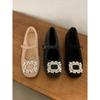 Rhinestone Versatile Velvet Single Shoes Increase Height In Winter with Mary Jane Shoes
