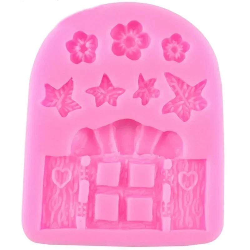 Creative Styling Handmade Mold Fairy Door Combination Snail Mushroom Sugar Cake Silicone Decoration Accessories Cake Tools