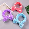 Dot Bows Headband Women Coral Fleece Knot Elastic Hairband Solid Hair Ties Girls Accesories Wash Face Makeup Head Wrap Bandage
