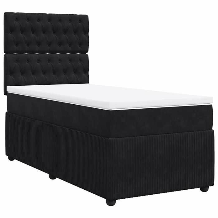 Exclusive House - Slatted Bed Base with Mattress Black 90x190 Cm Velvet