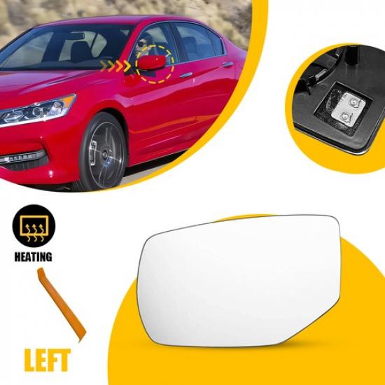 Mirror Glass For 2013 2014 2015-2017 Honda Accord Driver Side Heated 76253T2GA11