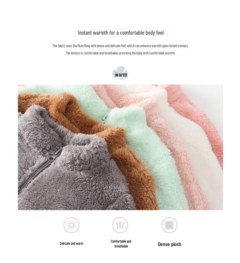 Children's Plush Spring/Autumn Coat for Boys and Girls - Warm, Double-Sided Fleece Outerwear