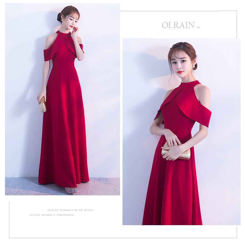 Женское вечернее платье 8 новых черное длинное элегантное и тонкое банкетное платье платье Корейская версия платья для вечеринки принцессы S красный