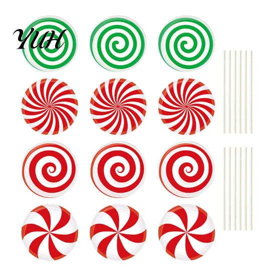Weather Resistant Christmas Lawn Art 12Pcs Candy Yard Stakes, Hollow Board Garden Decor with Metal Spikes, Easy Install Signs Red White Green Outdoor