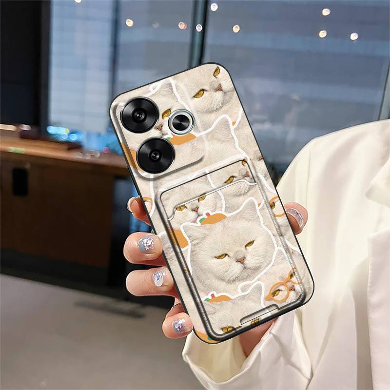 Fashion Design Cover Phone Case For Redmi Turbo3/Xiaomi Poco F6 5G Full Wrap Card Slot Cute Graffiti Protective Silicone