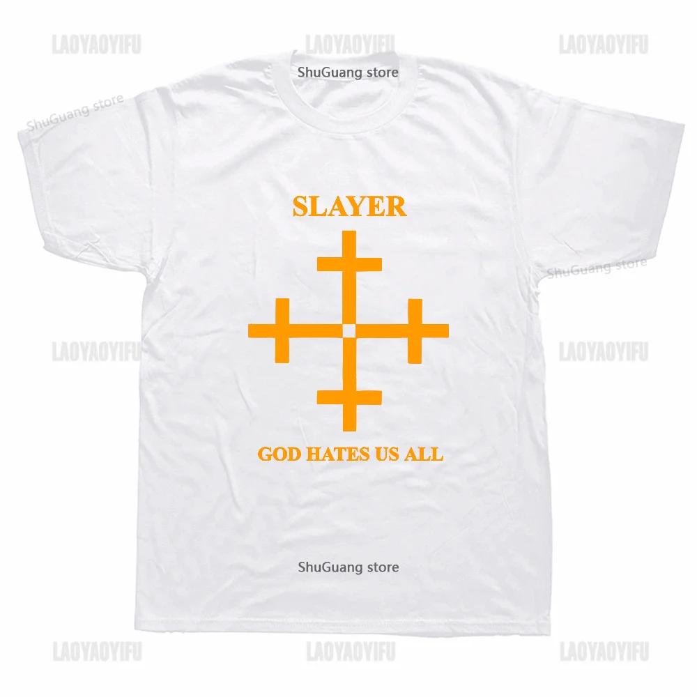 Fashion Slayers Metal  T Shirt God Hates Us All Unisex Men Women T Shirt Short Sleeve Cotton T-shirt Graphic T Shirts