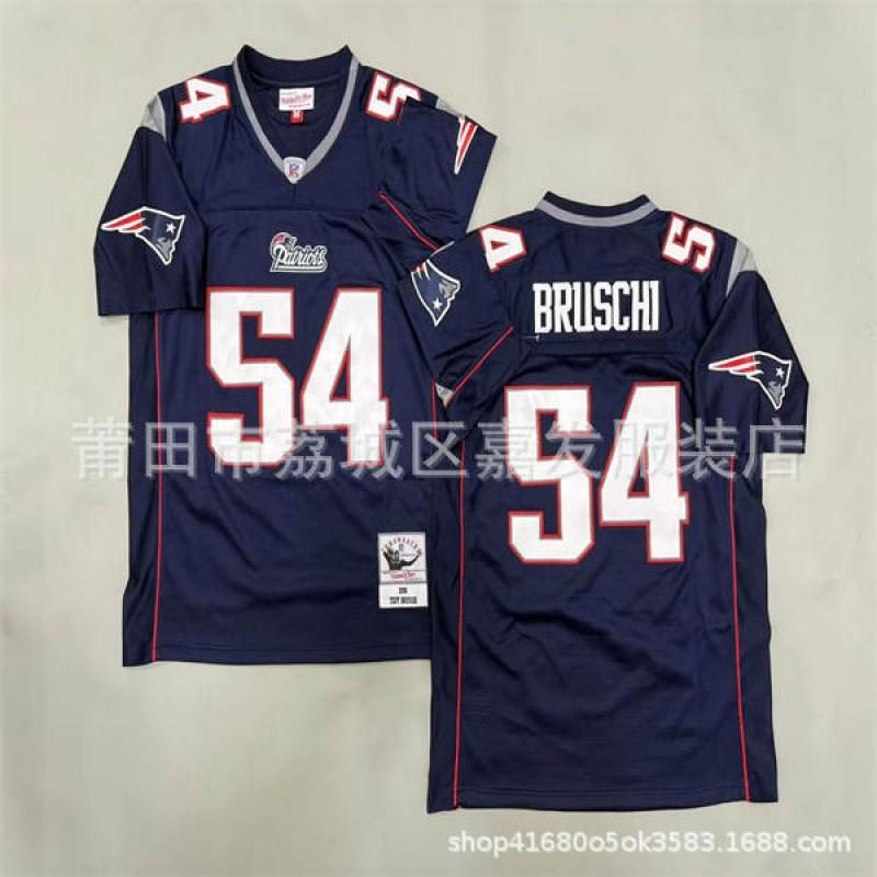 Retro American Football Jersey Mens Cotton T-Shirt Vintage Team Patriot 12 24 28 Short Sleeve Fall