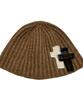 SK8ER ROCK Tone On Tone Cross Beanie ((Camel))
