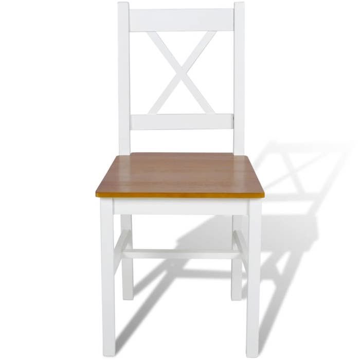 4 Pcs Dining Chair In White and Natural Wood 241513
