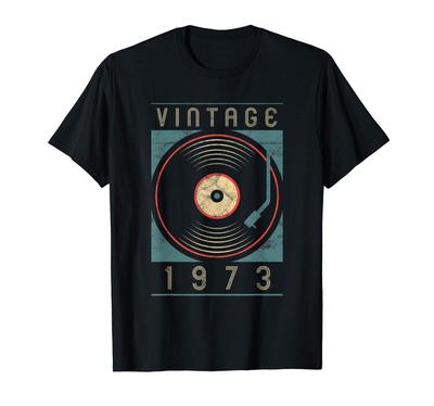 Vintage 1973 Vinyl Retro Turntable Birthday DJ Gift T-shirt