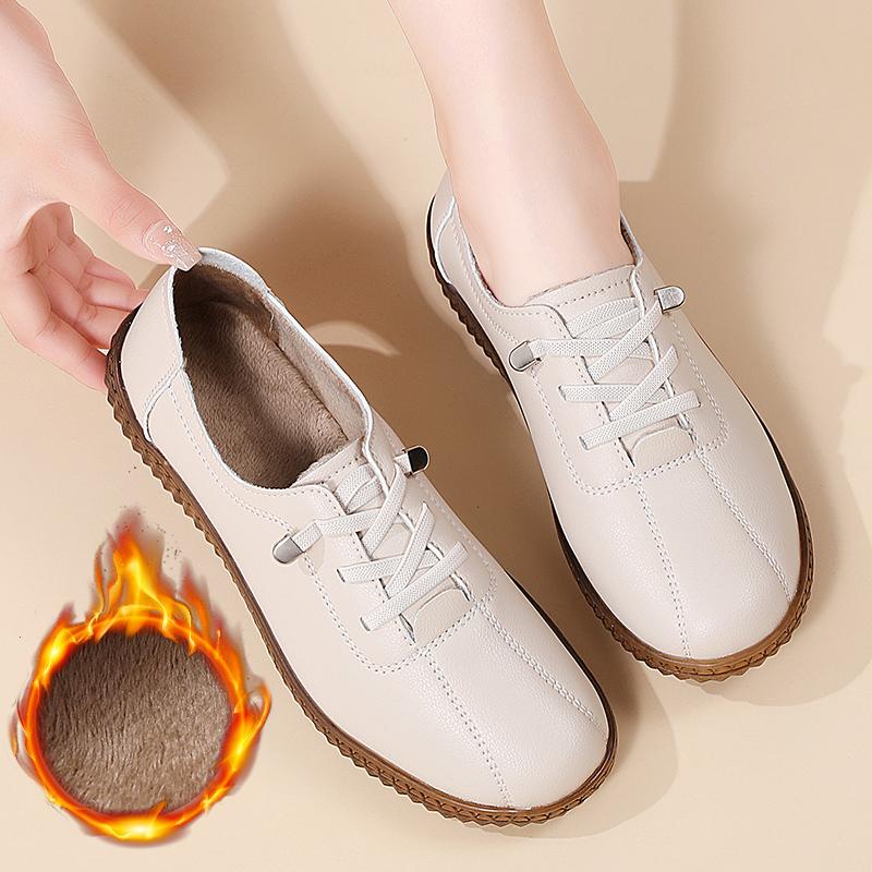 

Женские черные мокасины повседневные теплые зимние туфли для ходьбы для мамы большого размера 41 слоновая кость