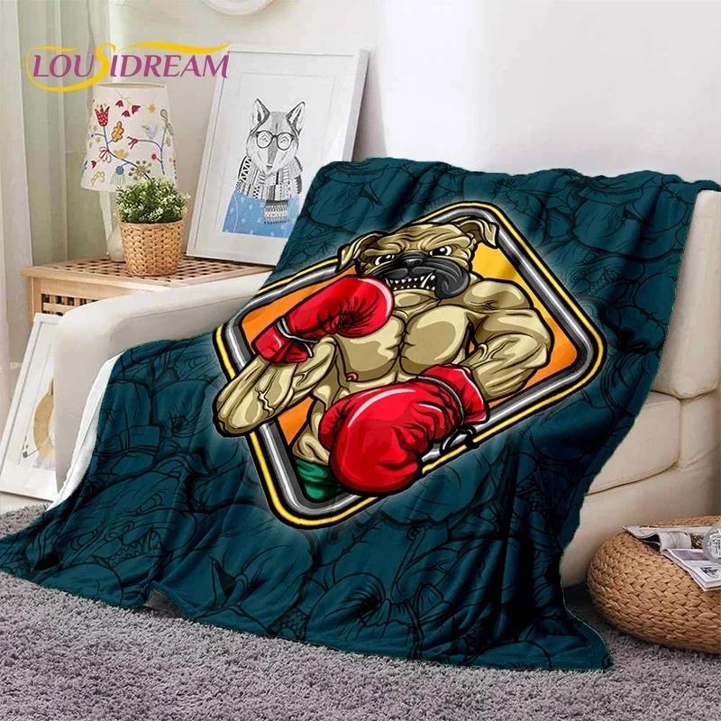 Guantoni da Boxe Pugile Combattimento Cartone Animato Morbida Coperta di Flanella per Letti Camera da Letto Divano Picnic, Coperta Plaid per Coprire Tempo Libero all'Aperto Regalo