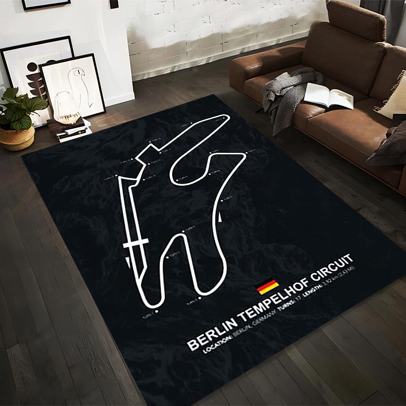 Berlin Tempelhof Circuit Track Map Non-slip Rug Suitable for Living Room and Bedroom Sofas.