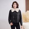 Fashion fleece thickened leather jacket women's winter new retro locomotive leather jacket short top