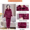 Women's Winter Warm Flannel Pajamas Set for Middle-Aged and Elderly - Cozy Granny Home Wear for Autumn and Winter