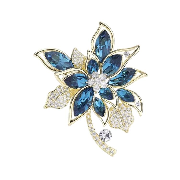 Elegant Crystal Blossoms Pin Oxidation Resistant Zinc Alloy Design Versatile Accessory For All Outfit Styles 1