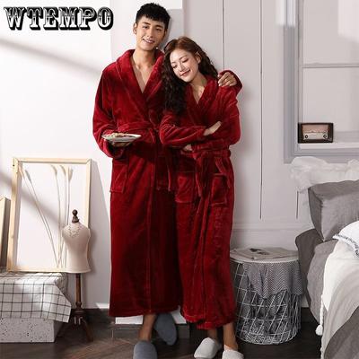 Thickened and Longer Section of The Robe Couple Robe Pajamas Bathrobe Men and Women with The Same Section of Home Wear Pajamas