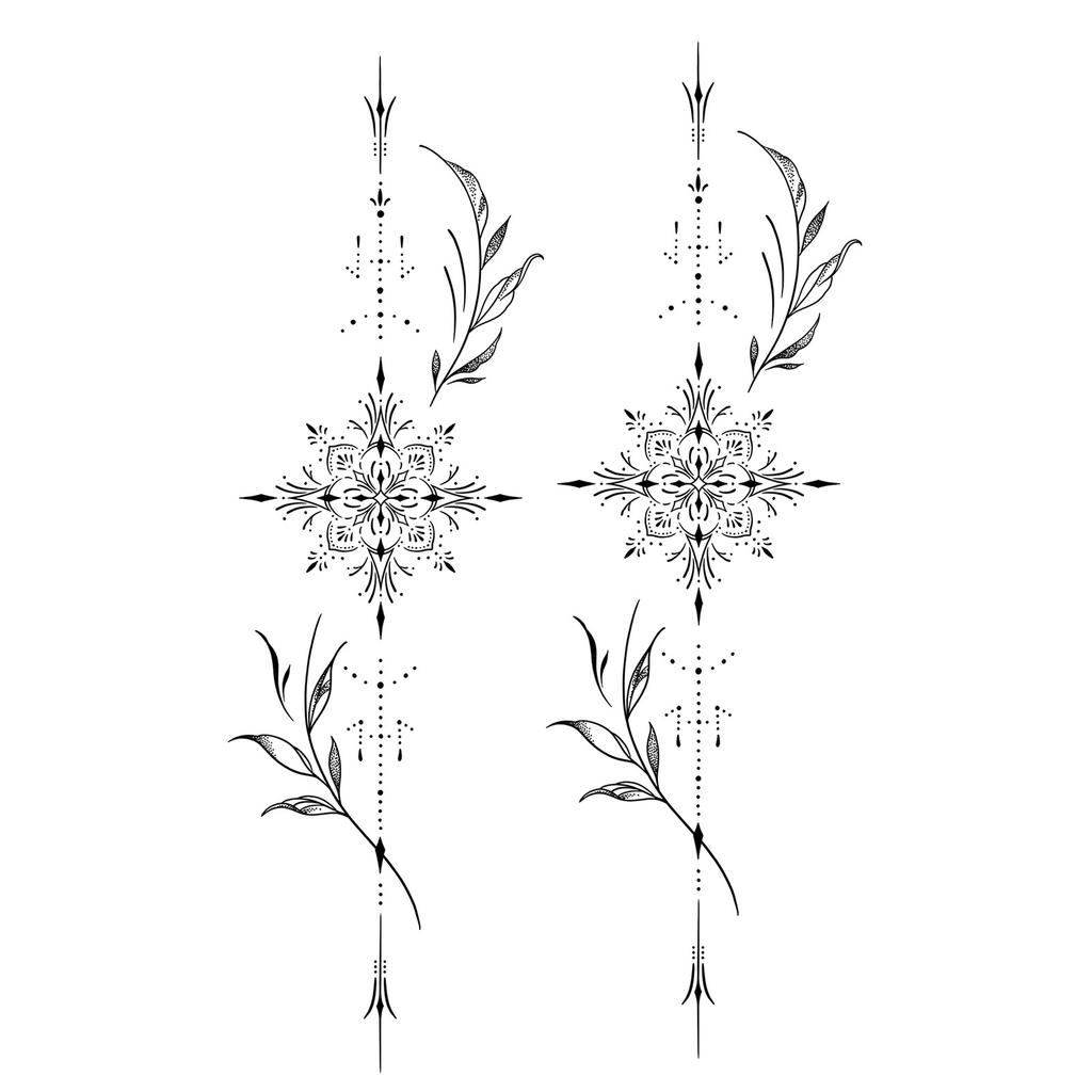 Advanced Sense Domineering Personality Thorn Totem Ribbon Sun Moon Stars Flower Lines Tattoo Sticker