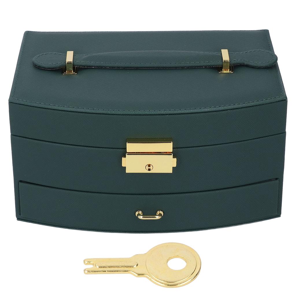 Double Layer Jewelry Box Women Storage Organizer Large Capacity Lockable Drawer Type Jewelry