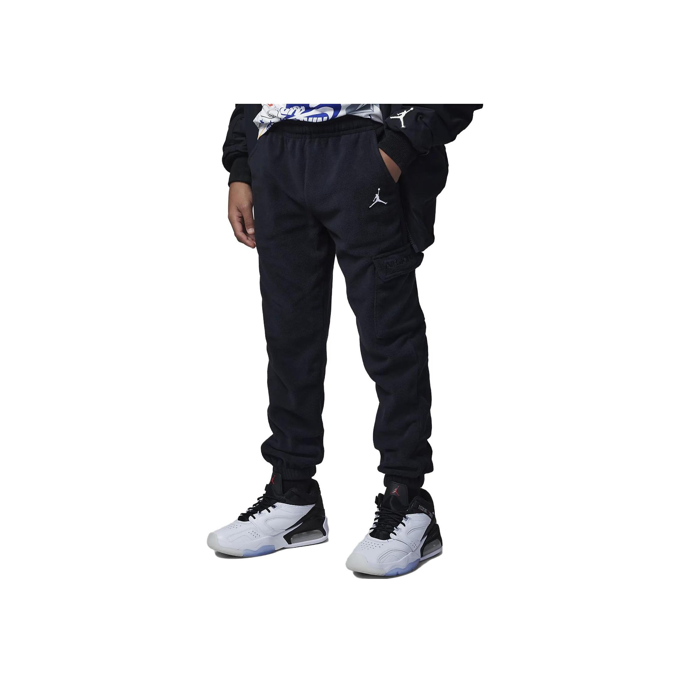 

Jordan Детские вязаные спортивные штаны однотонные с принтом логотипа флисовые спортивные штаны детские брюки черные FB9488-010 S