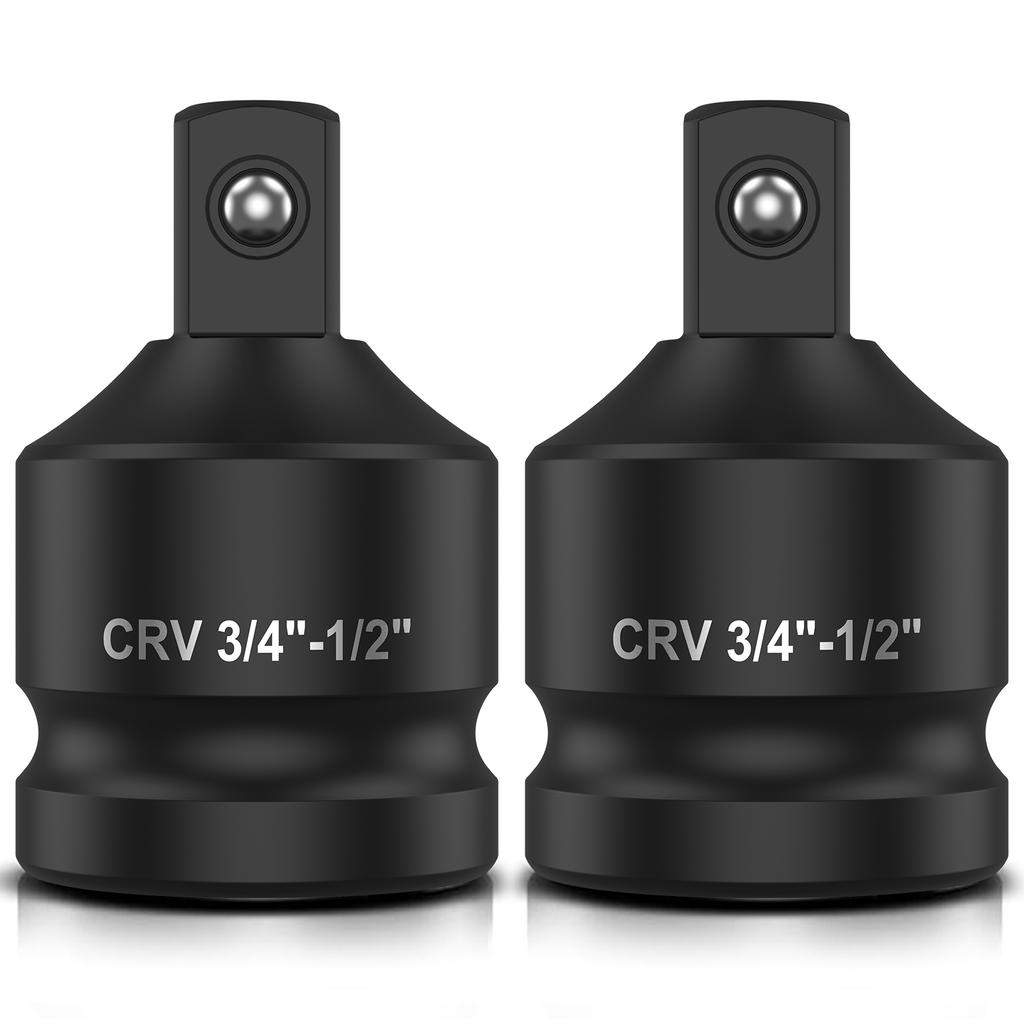 2Pcs Impact Socket Adapter Chromium Molybdenum Steel Impact Socket Reducer 3/4 Inch Female to 1/2Inch Male Impact Socket Adapter