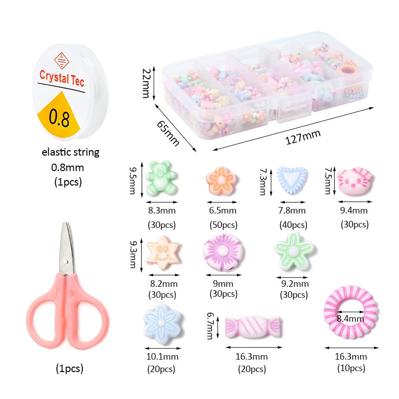 10 grids/Box Ocean Series Beading Kit with Tools Set Mixed Acrylic Plastic Loose Beads for DIY Bracelets Necklaces Handmade Set