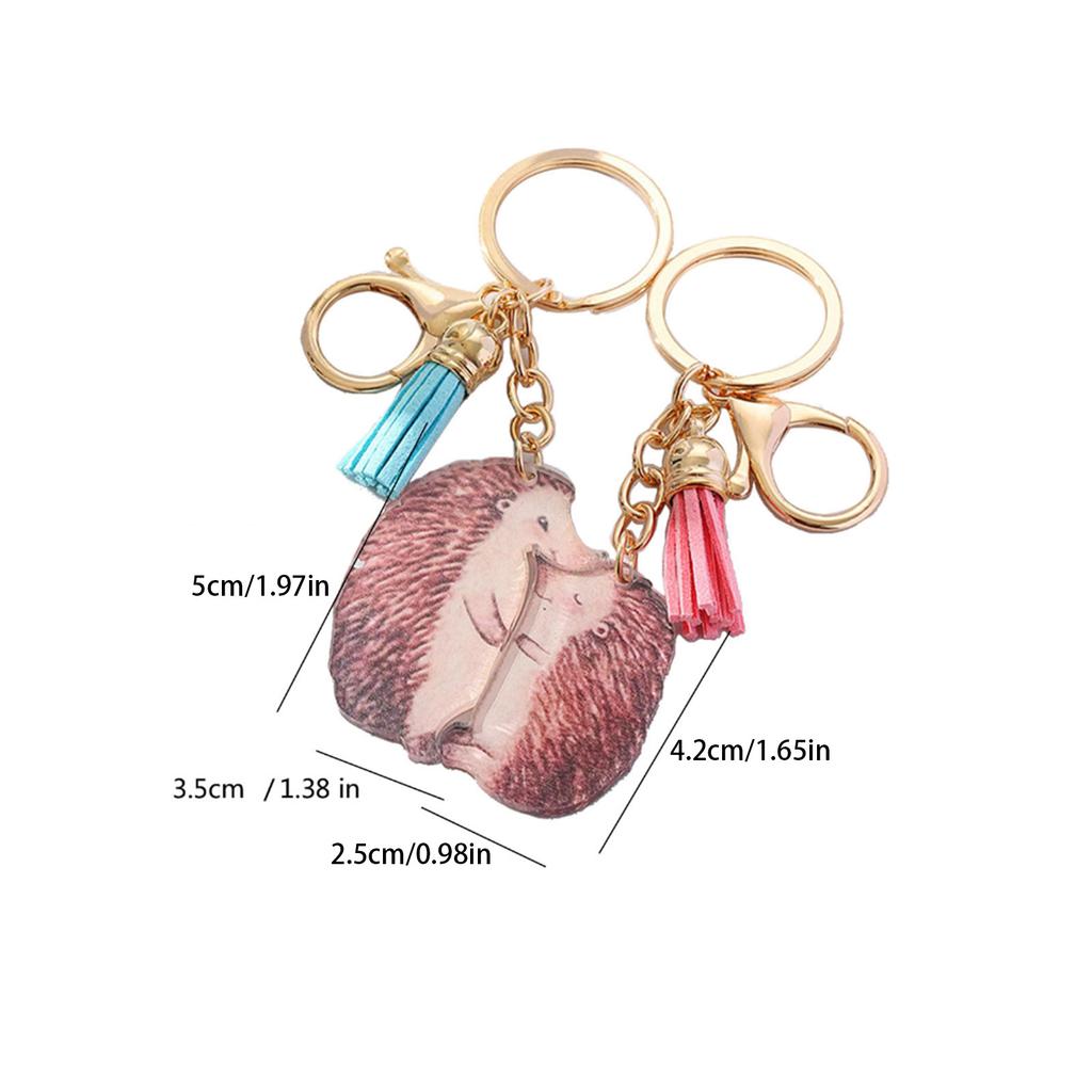 2pcs Acrylic Hedgehog Charm Keychain Bag Pendant Keys Holder Handbag Accessories