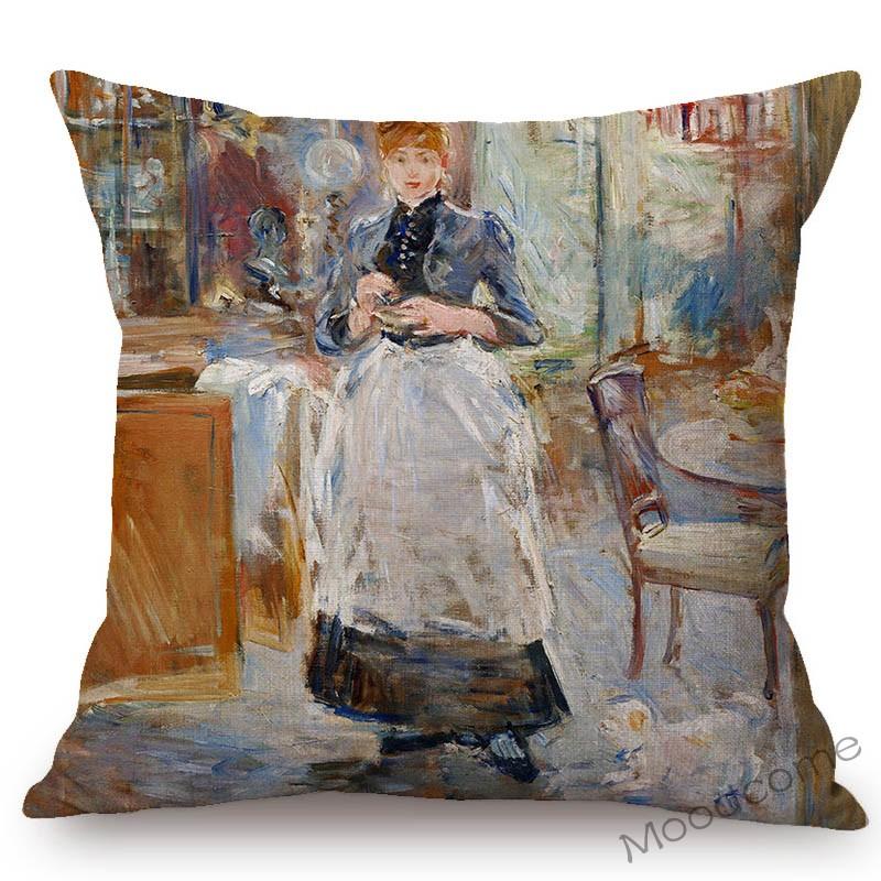 French Female Impressionist Painter Berthe Morisot The Craddle Gallery Oil Painting Throw Pillow Case Sofa Linen Cushion Cover