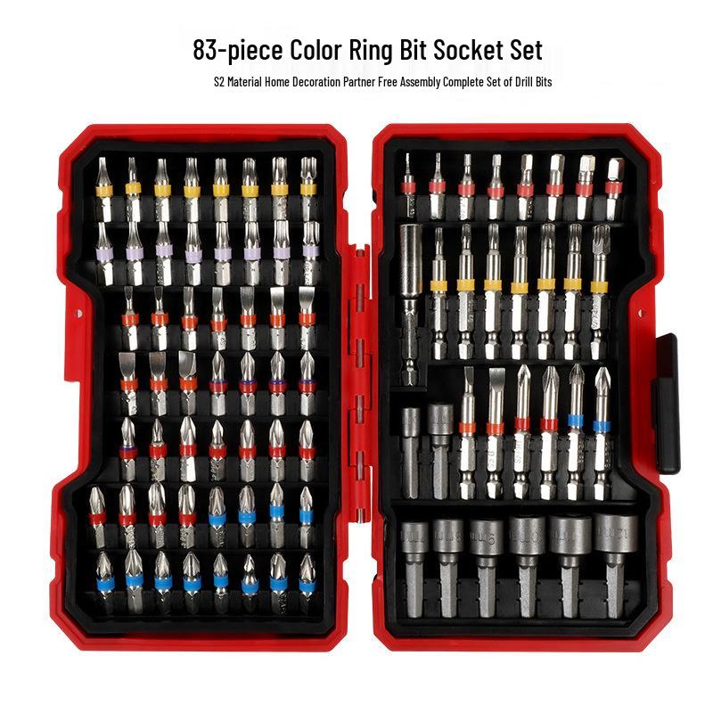 83-teiliges Elektrischer Schraubendreher & Bohrer-Set, S2 Material, Regenbogen-Bit-Steckschlüssel Magische Box