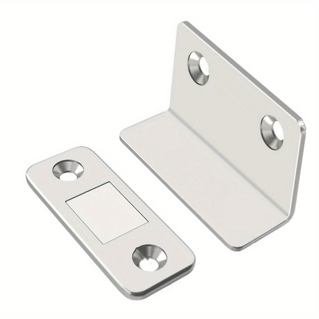 1-Pack L-Shaped Magnetic Door Catch, No-Drill with Adhesive for Cabinet Sliding Doors, Invisible Design, Corrosion-Resistant