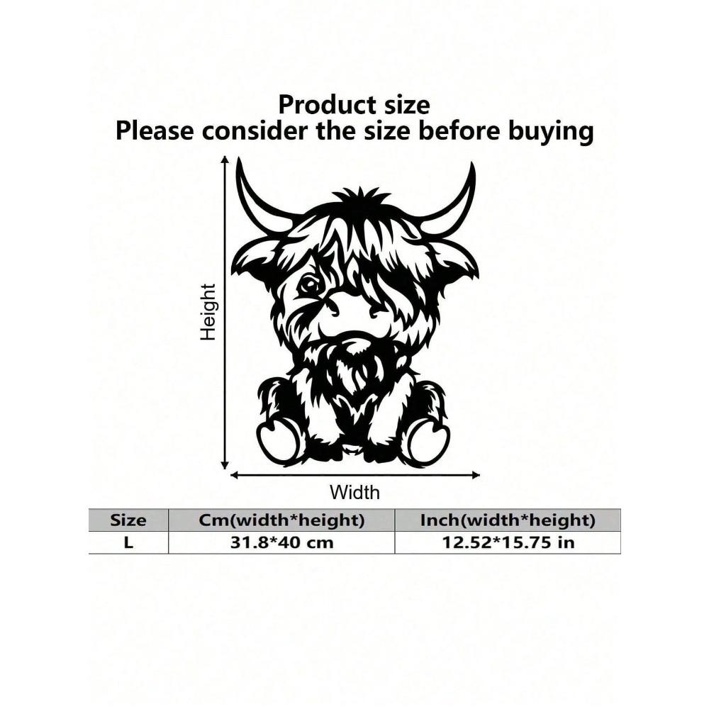 Metal Wall Art Highland Cow Sculpture Rustic Home Decor Gift for Farmhouse Office Living Room Birthday