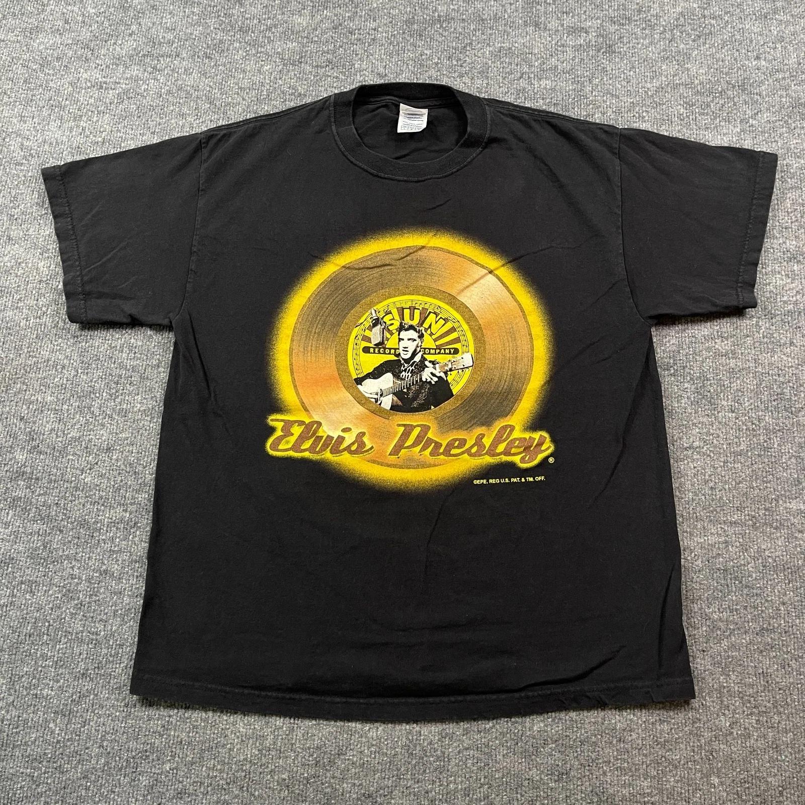 

Vintage Y2K Elvis Presley Sun Record Company Shirt Large 21x27 Black 2XL