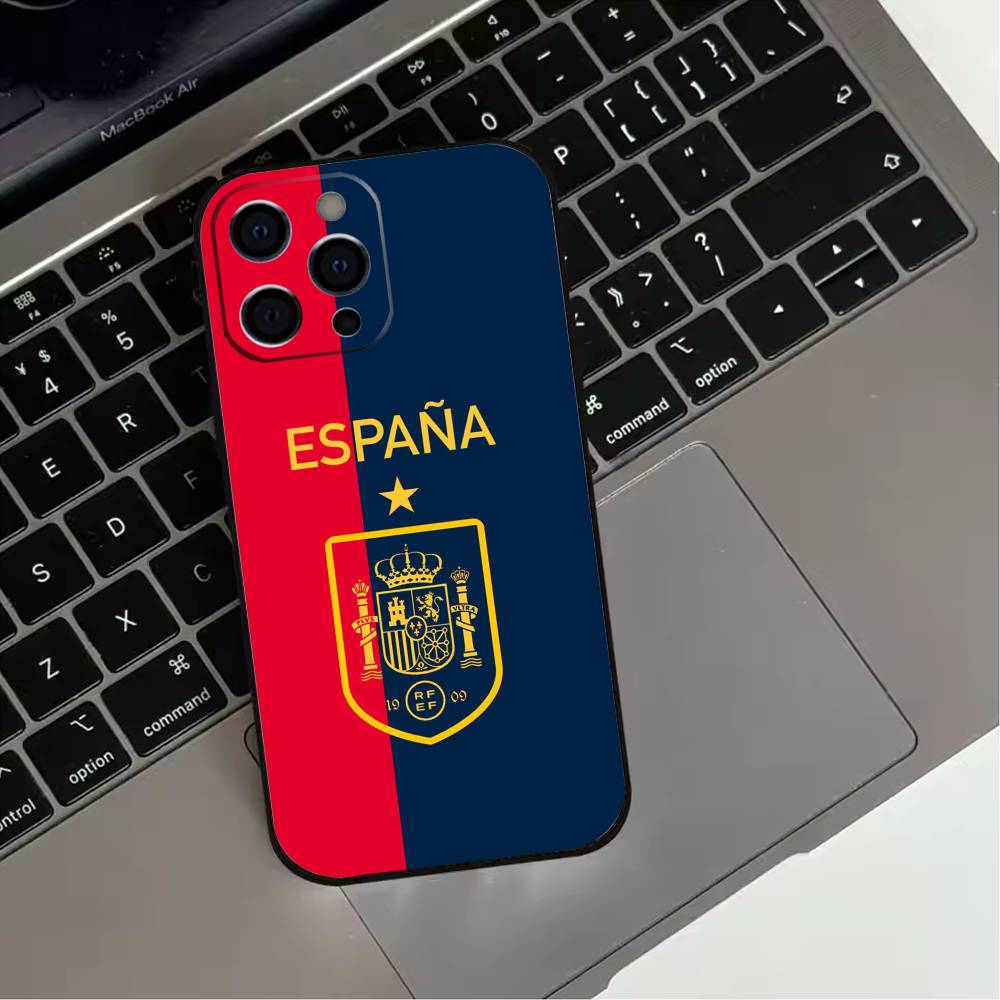 Spanish National Flag  Phone Case For iPhone 17,16,15,14,13,12,11 Plus,Pro Max,XS,Soft Silicone Black Cover