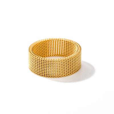 Youthway Chic Edelstahl Persönlichkeit Minimalistisch 8 mm Breite Mesh Ring Stilvoller Einzigartiger Fingerschmuck Für Damen Wasserdicht