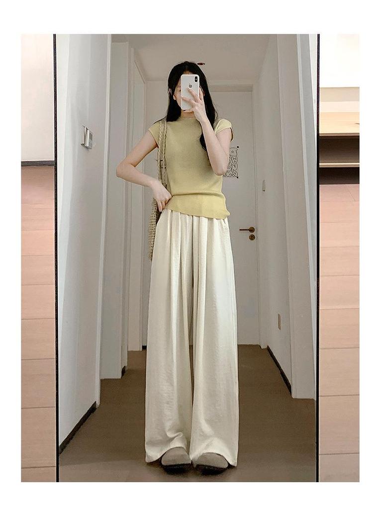 2025 Damen High Waist Locker Yamamoto Milchpuff Weitbein Sporthose