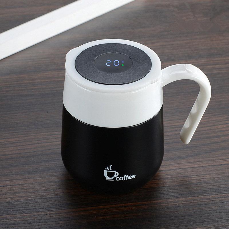 

Travel Coffee Mug Insulated For Hot Cold Drinks Led Temperature Display Smart 304 Stainless Steel Thermal Mugs With Handle Lid 470ml чёрный