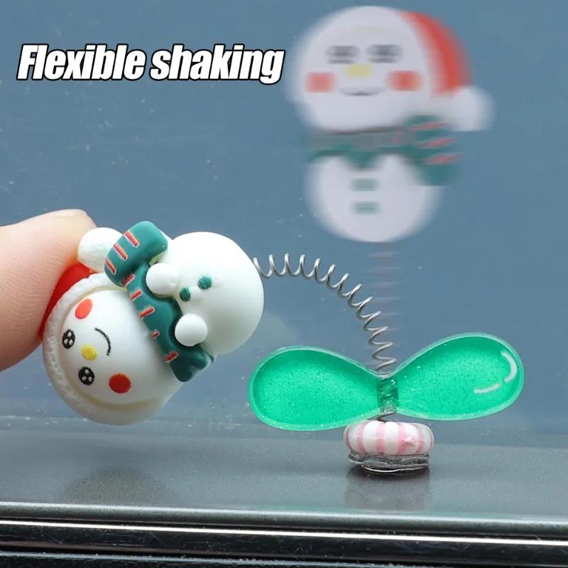 Car Shaking Head Santa Claus Ornaments Center Console Instrument Panel Elk Snowman Christmas Tree Decoration Ornaments for Gift