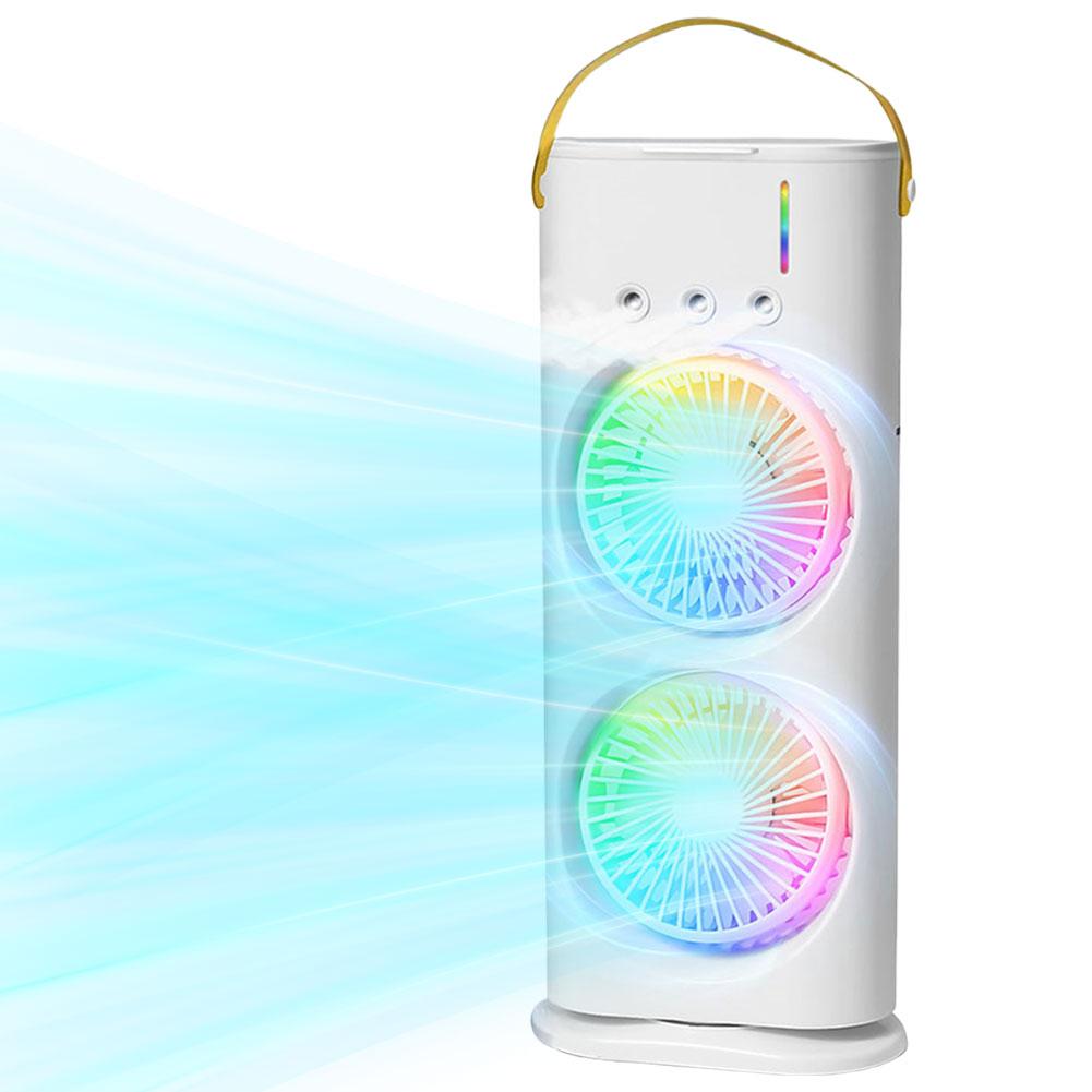 Evaporative Air Cooler 3 Speeds Humidifier Fan LED Night Lights Small Cooling Fan for Room Bedroom Office