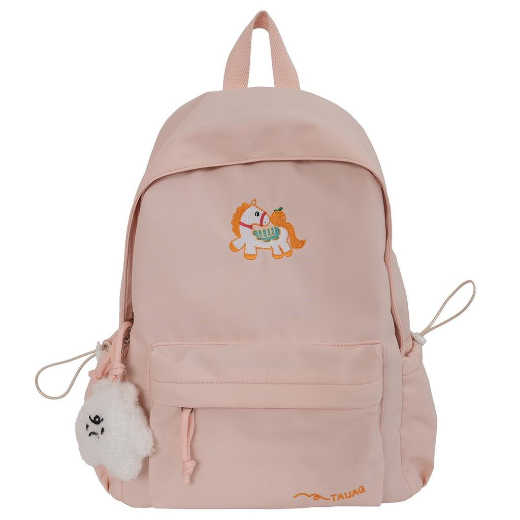 Schoolbag Korean version ins cartoon pony backpack women's large capacity college style student schoolbag simple versatile casual backpack