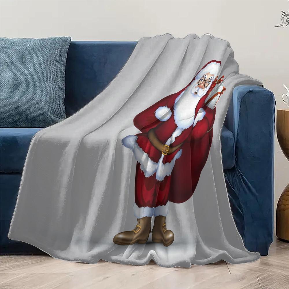 TU Fluffy Santa Blanket Cozy Throw Sherpa Fleece Navidad Christmas Gift Festive Holiday Decor Warm Soft Bedspread Home Decor