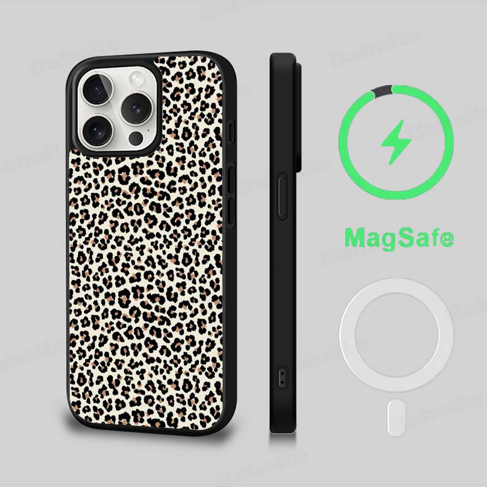 Leopard Cheetah Print Phone Case Magnetic Case For IPhone 17 16 14 13 12 15 Pro Max Plus For Magsafe Wireless Charge Cover