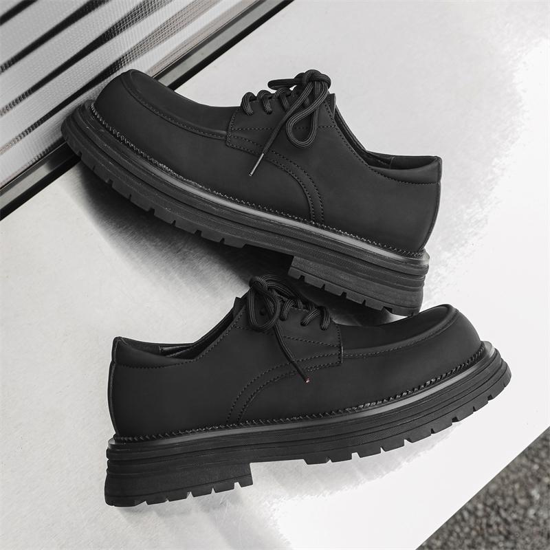 Hot Selling Cowhide Height Increasing British Shoes Europe America Men's Hiking Shoes Massage Soles Men's Casual Work Shoes