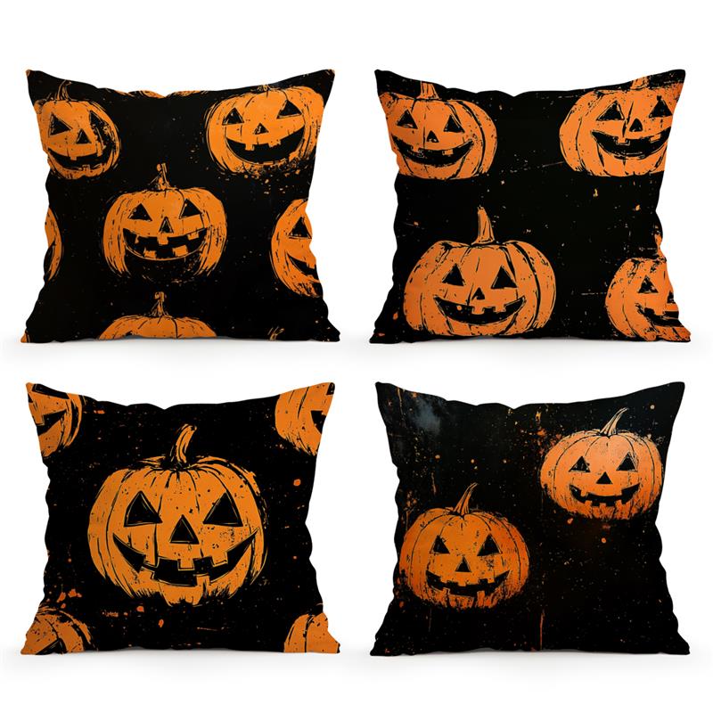 Halloween Pumpkin Lamp Pillowcase Printed Polyester 45x45cm Throw Pillowcover Decorative Sofa Cushion Pillowslip Home Decor