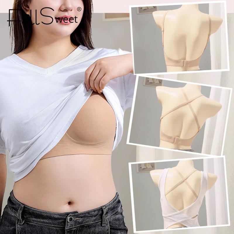 Women's Plus Size Bra Push Up Seamless Invisible Bralette Comfort Wireless Brassiere U Back Multiway Bras Everyday Underwear Sexy Ladies Lingerie