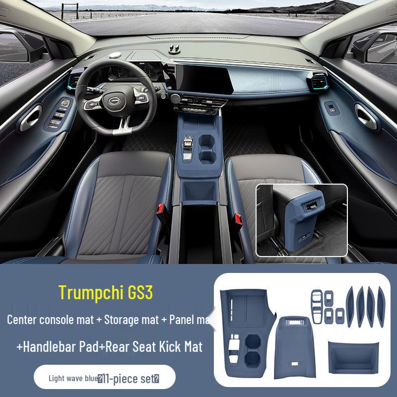 Trumpchi GS3 Center Console Accessory Set: Silicone Air Vent Pad, Wireless Charging Pad, Cup Holder Protector.