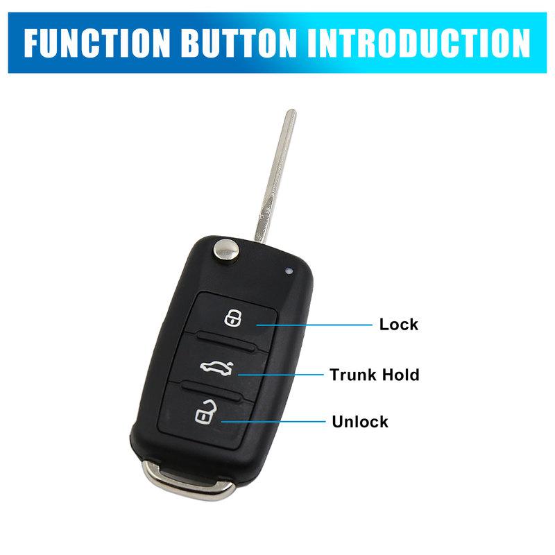 X Autohaux Car Remote Key Flip Folding Shell Case 3 Key Buttons Cover 5K0-837-202 For Vw Beetle Eos Golf GTI Jetta Passat Tiguan