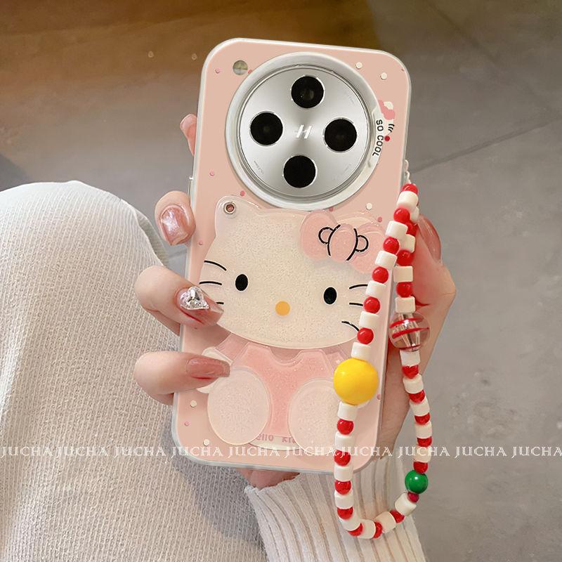 Applicable To Oppofindx8 Mobile Phone Case Cartoon Female OPPOfindx7ultra with Lanyard Pink KT Cat Mirror